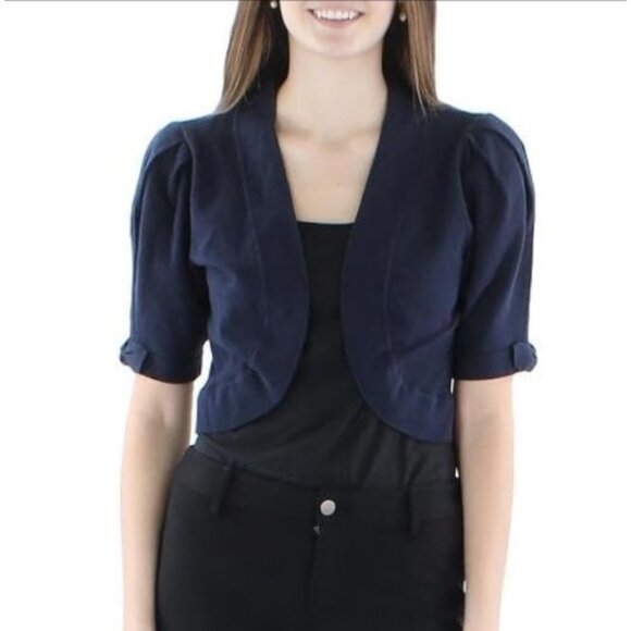 Karl Lagerfeld Paris Sweaters - Karl Lagerfeld Paris Women's Navy Elbow Sleeves Cardigan Sweater Size L NWT